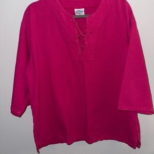Vibrant Pink Lace-Up Women's Tunic